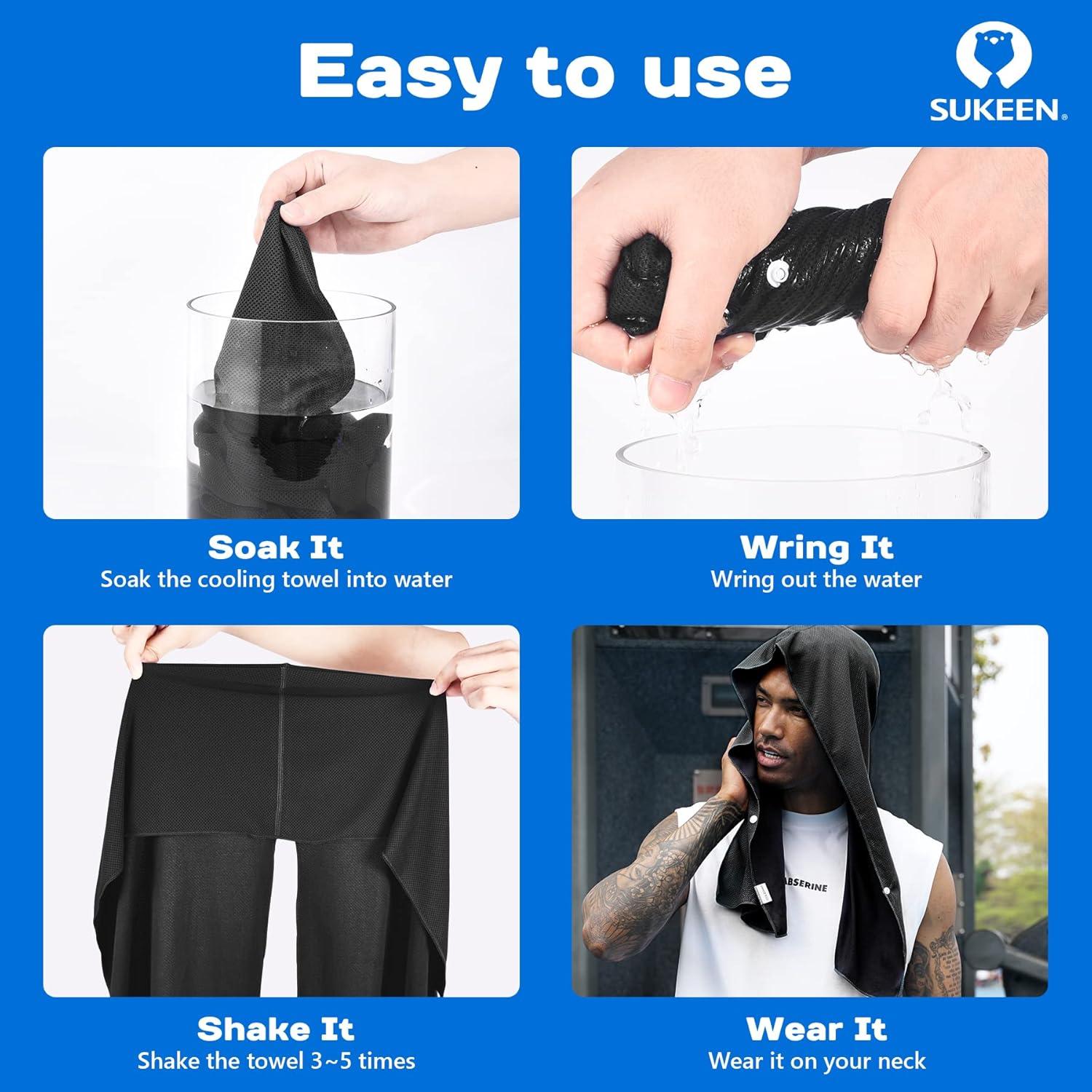 imageSukeen Cooling Hoodie Towel Absorbent QuickDrying Cooling Towels for Neck and Face UV Sun Protection Cooling Neck Wraps Sport Head Cooling Towel Hot WeatherBlack