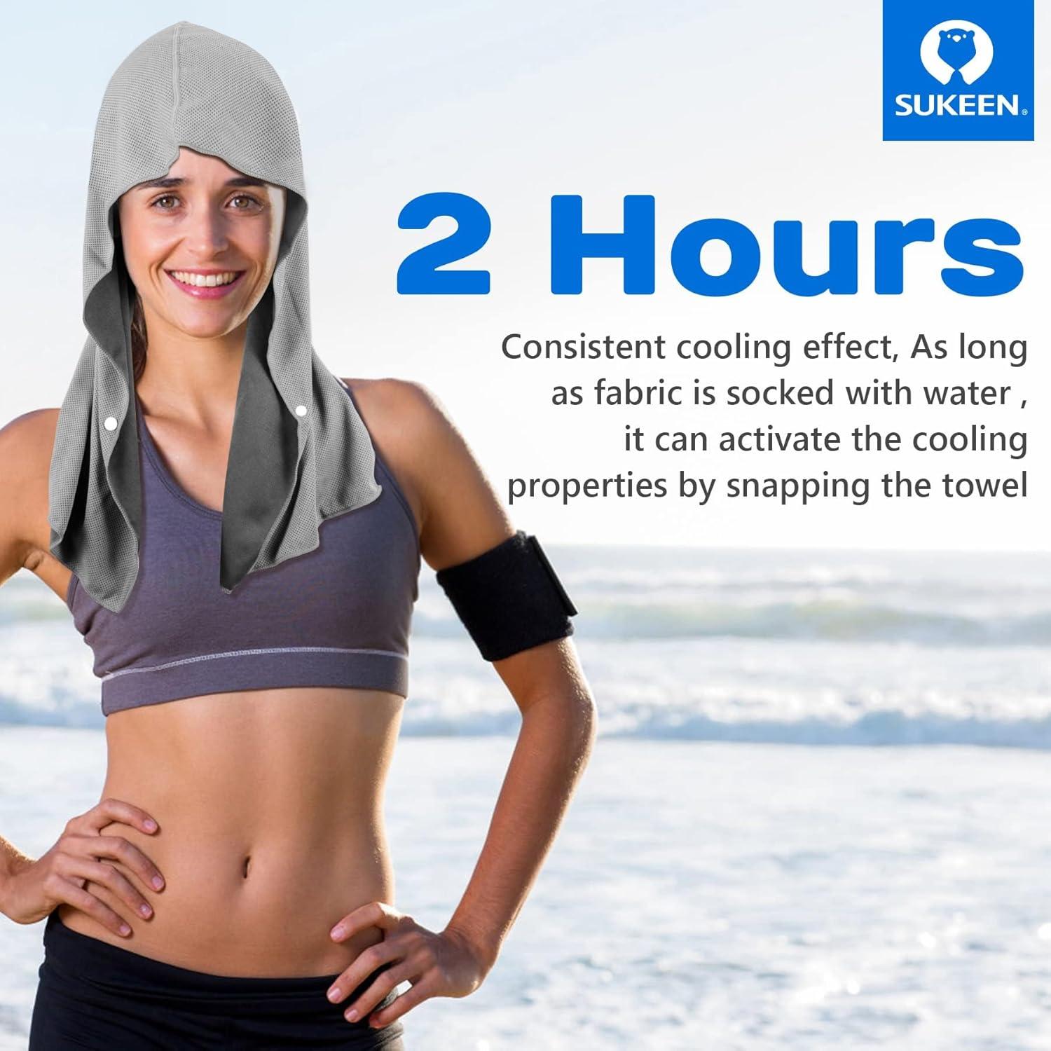 imageSukeen Cooling Hoodie Towel Absorbent QuickDrying Cooling Towels for Neck and Face UV Sun Protection Cooling Neck Wraps Sport Head Cooling Towel Hot WeatherBlackBlueGrey
