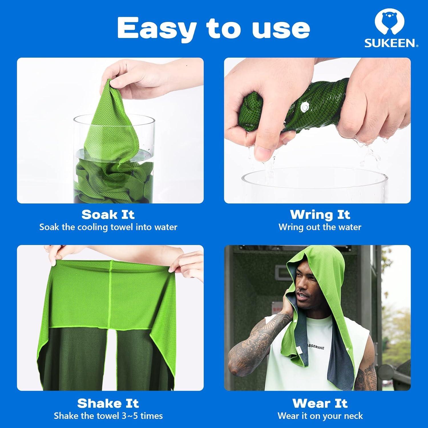 imageSukeen Cooling Hoodie Towel Absorbent QuickDrying Cooling Towels for Neck and Face UV Sun Protection Cooling Neck Wraps Sport Head Cooling Towel Hot WeatherBlackGreyGreenBlue