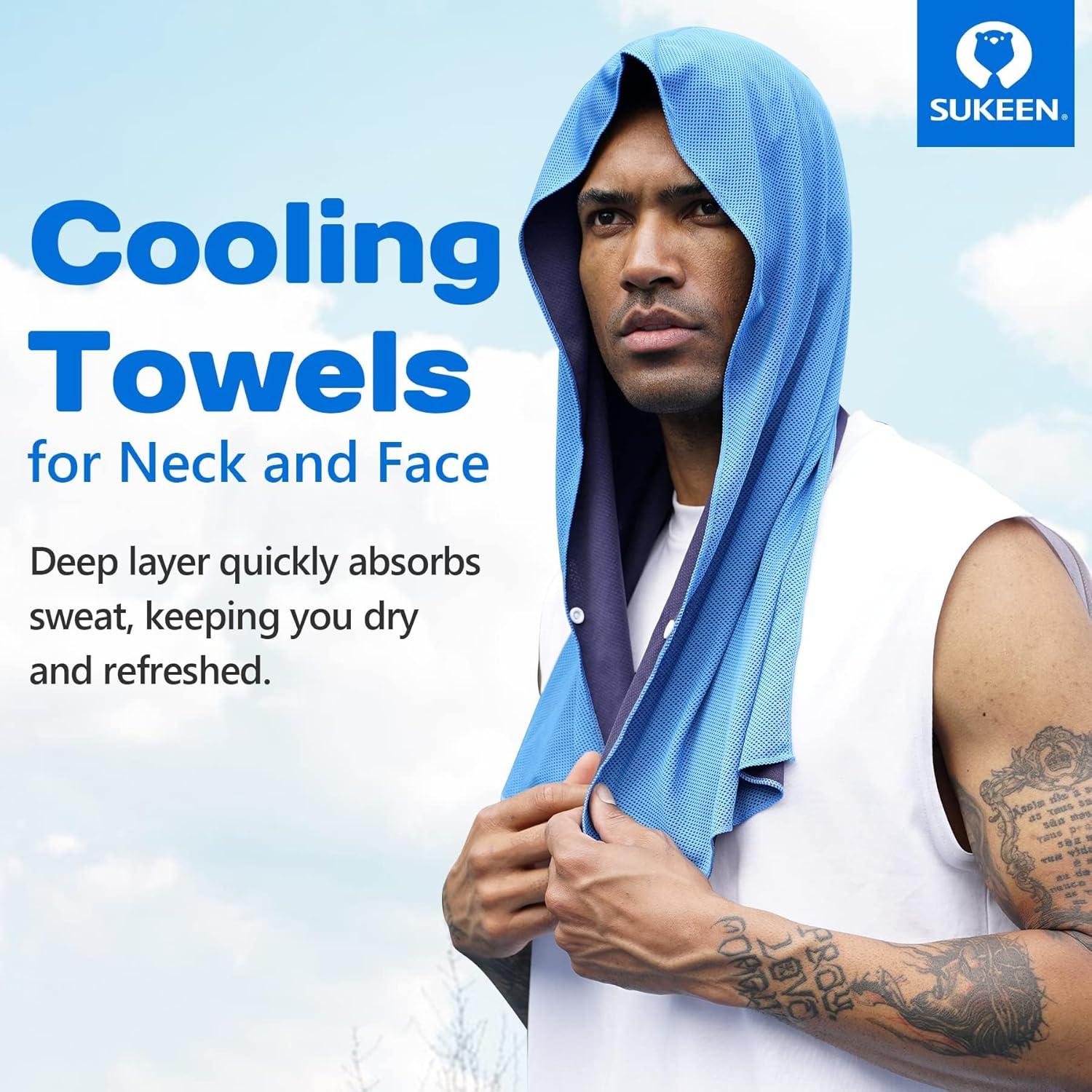 imageSukeen Cooling Hoodie Towel Absorbent QuickDrying Cooling Towels for Neck and Face UV Sun Protection Cooling Neck Wraps Sport Head Cooling Towel Hot WeatherBlackGreyGreenBlue
