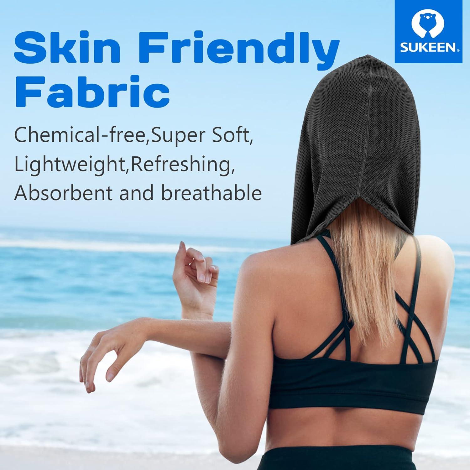imageSukeen Cooling Hoodie Towel Absorbent QuickDrying Cooling Towels for Neck and Face UV Sun Protection Cooling Neck Wraps Sport Head Cooling Towel Hot WeatherBlack