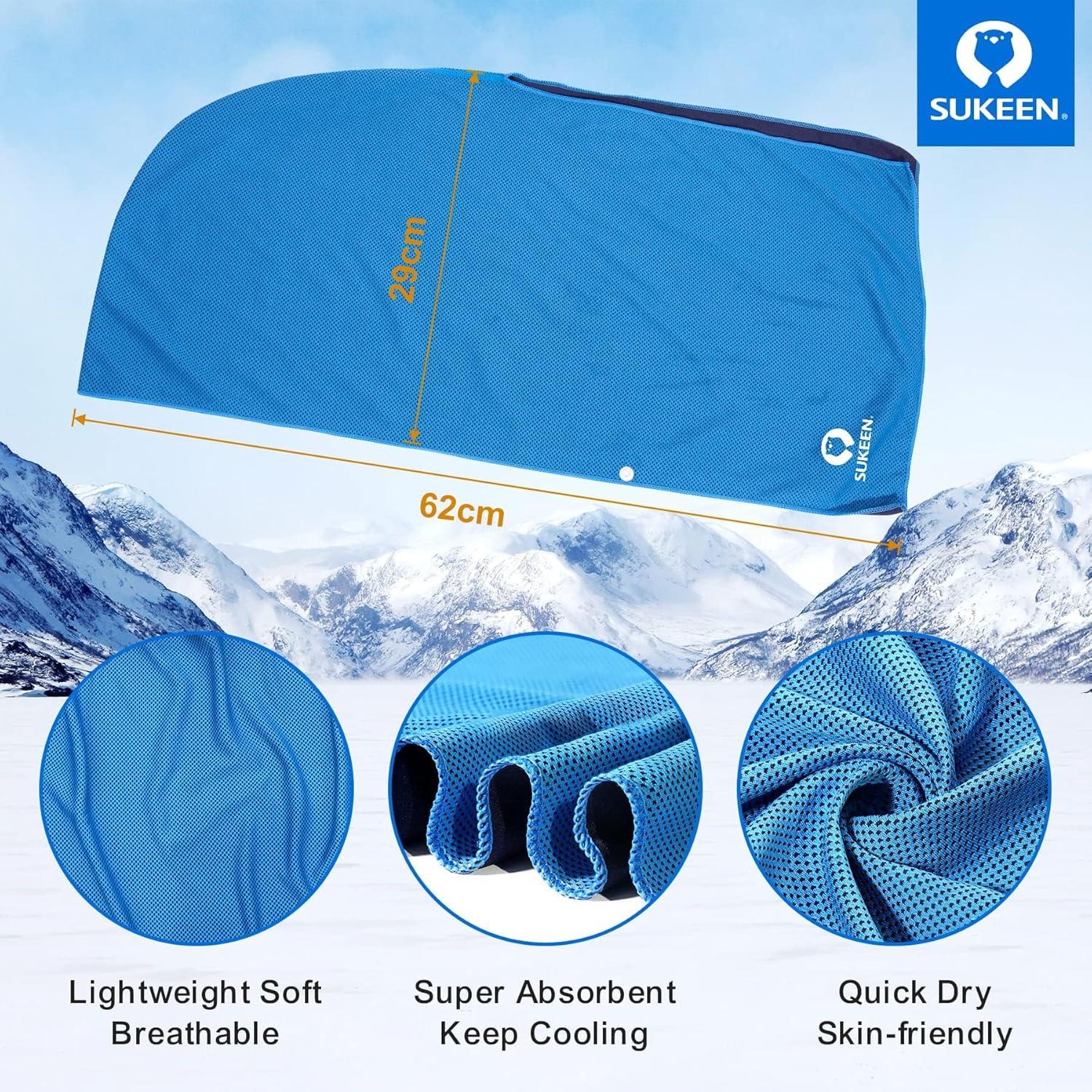 imageSukeen Cooling Hoodie Towel Absorbent QuickDrying Cooling Towels for Neck and Face UV Sun Protection Cooling Neck Wraps Sport Head Cooling Towel Hot WeatherBlackGreyGreenBlue