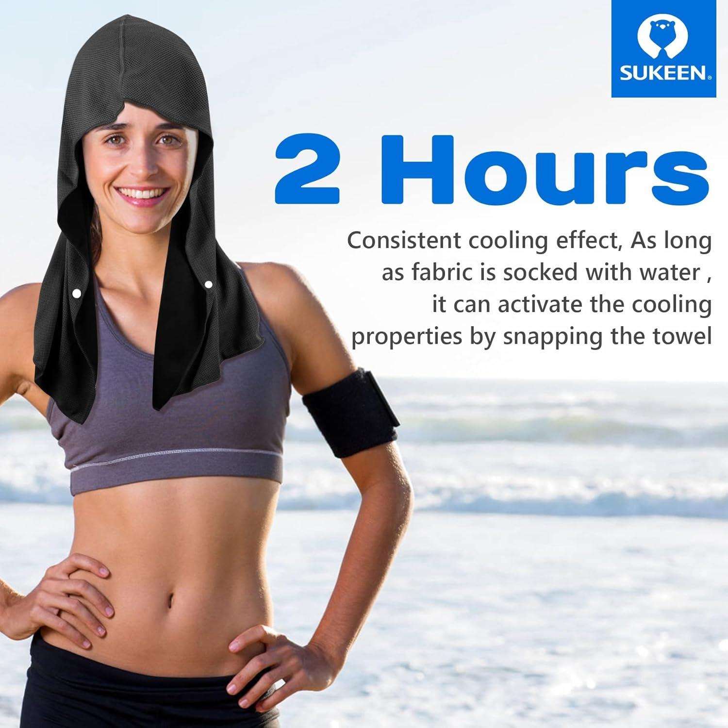 imageSukeen Cooling Hoodie Towel Absorbent QuickDrying Cooling Towels for Neck and Face UV Sun Protection Cooling Neck Wraps Sport Head Cooling Towel Hot WeatherBlackGreyGreenBlue
