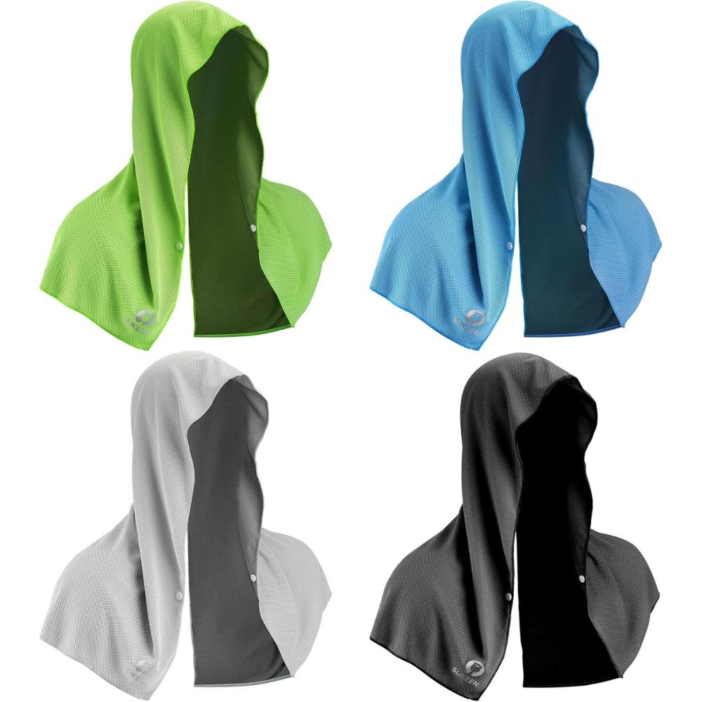 imageSukeen Cooling Hoodie Towel Absorbent QuickDrying Cooling Towels for Neck and Face UV Sun Protection Cooling Neck Wraps Sport Head Cooling Towel Hot WeatherBlackGreyGreenBlue