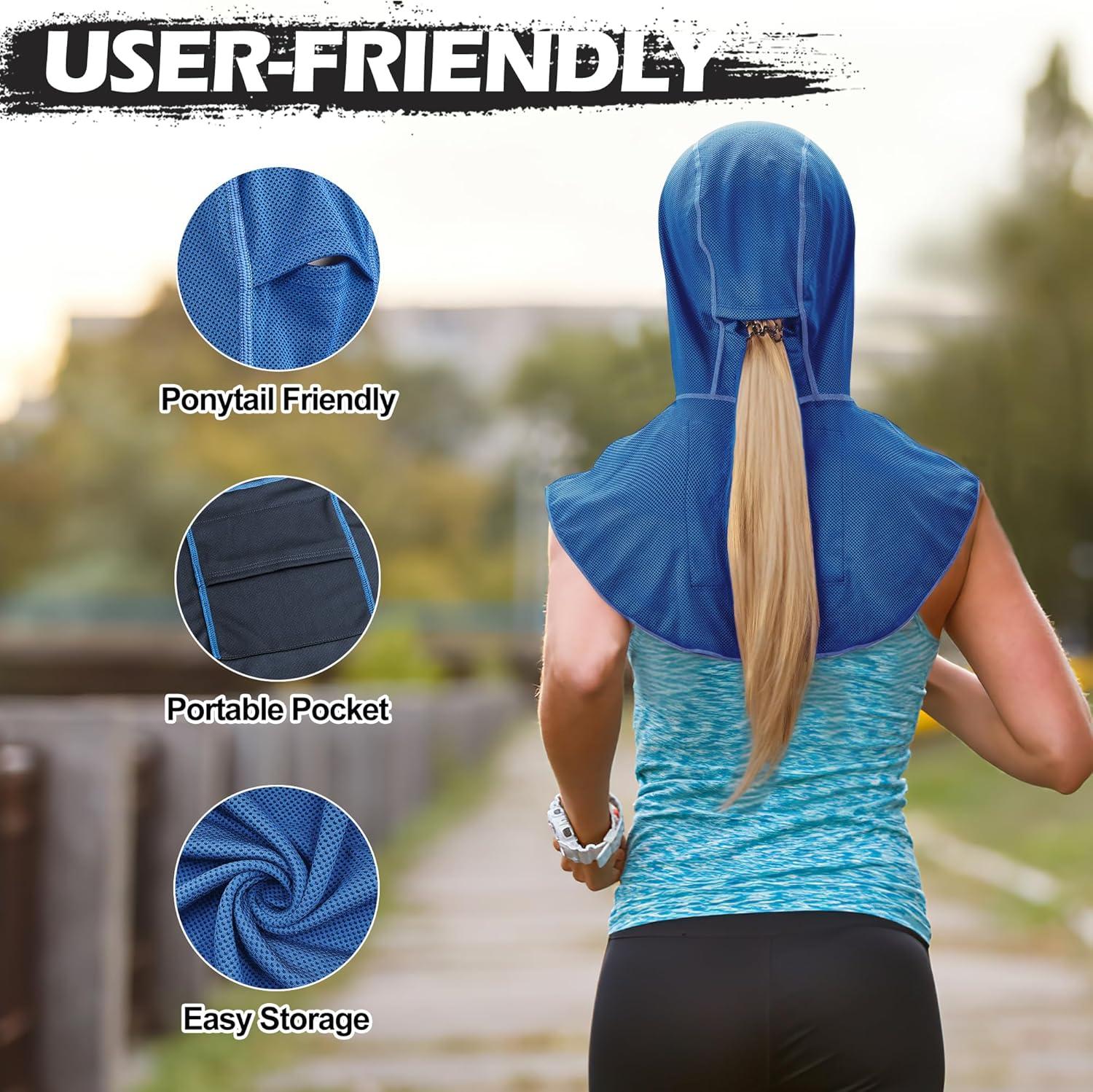 imageSukeen Cooling Hoodie Towel UV Protection Cooling Towels for Neck and Face Lightweight Absorbent Cooling Neck Wraps for Workout