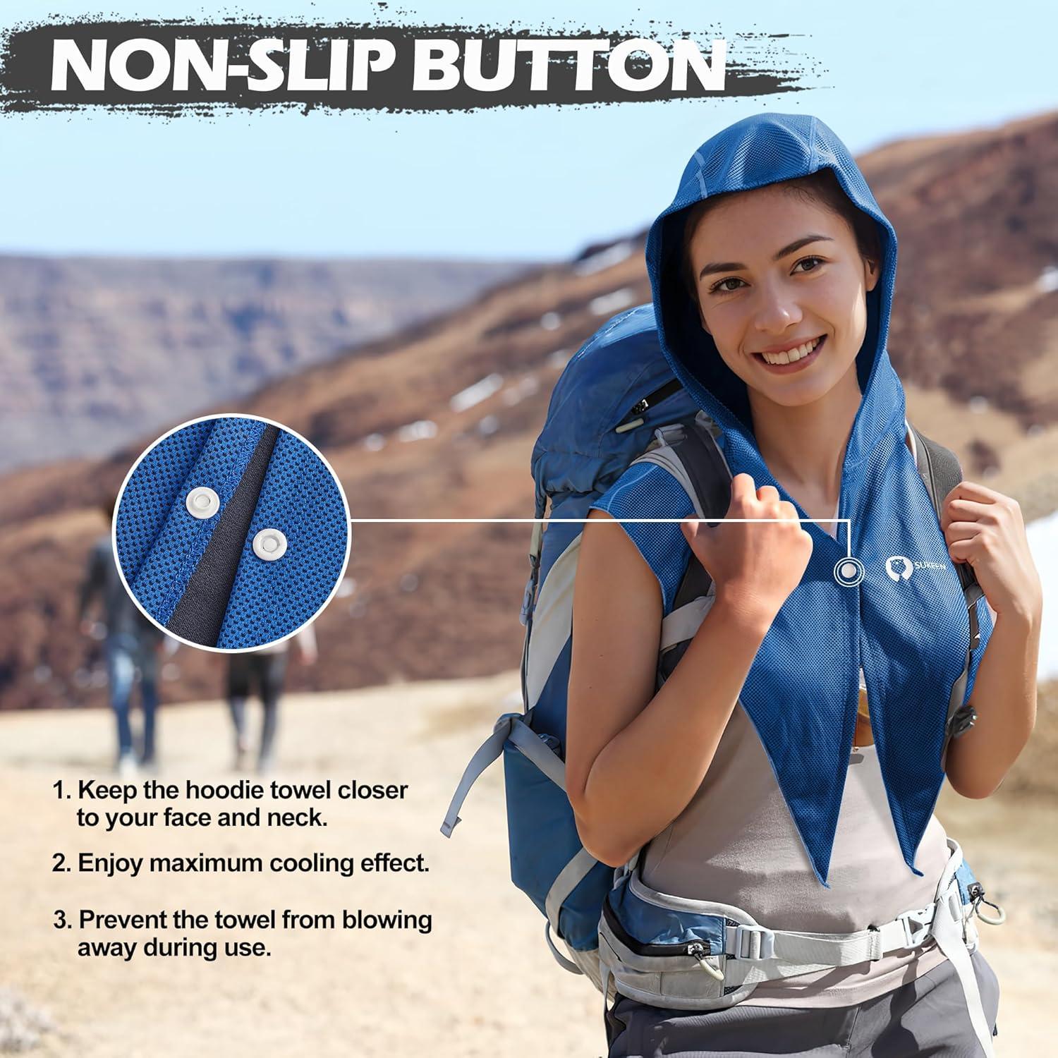 imageSukeen Cooling Hoodie Towel UV Protection Cooling Towels for Neck and Face Lightweight Absorbent Cooling Neck Wraps for Workout