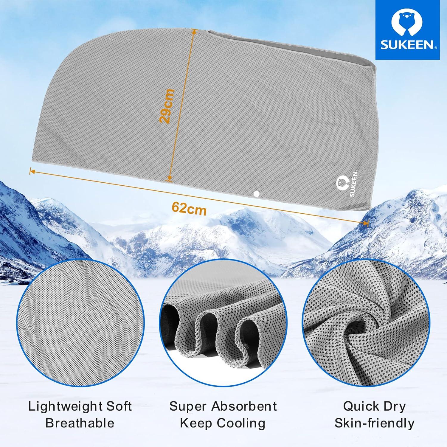imageSukeen Cooling Hoodie Towel for Men Cooling Towels for Neck and Face Cools When Wet Cooling Neck Wraps Sport Workout Camping Cycling Cool Towel for Hot WeatherLake BlueGrey