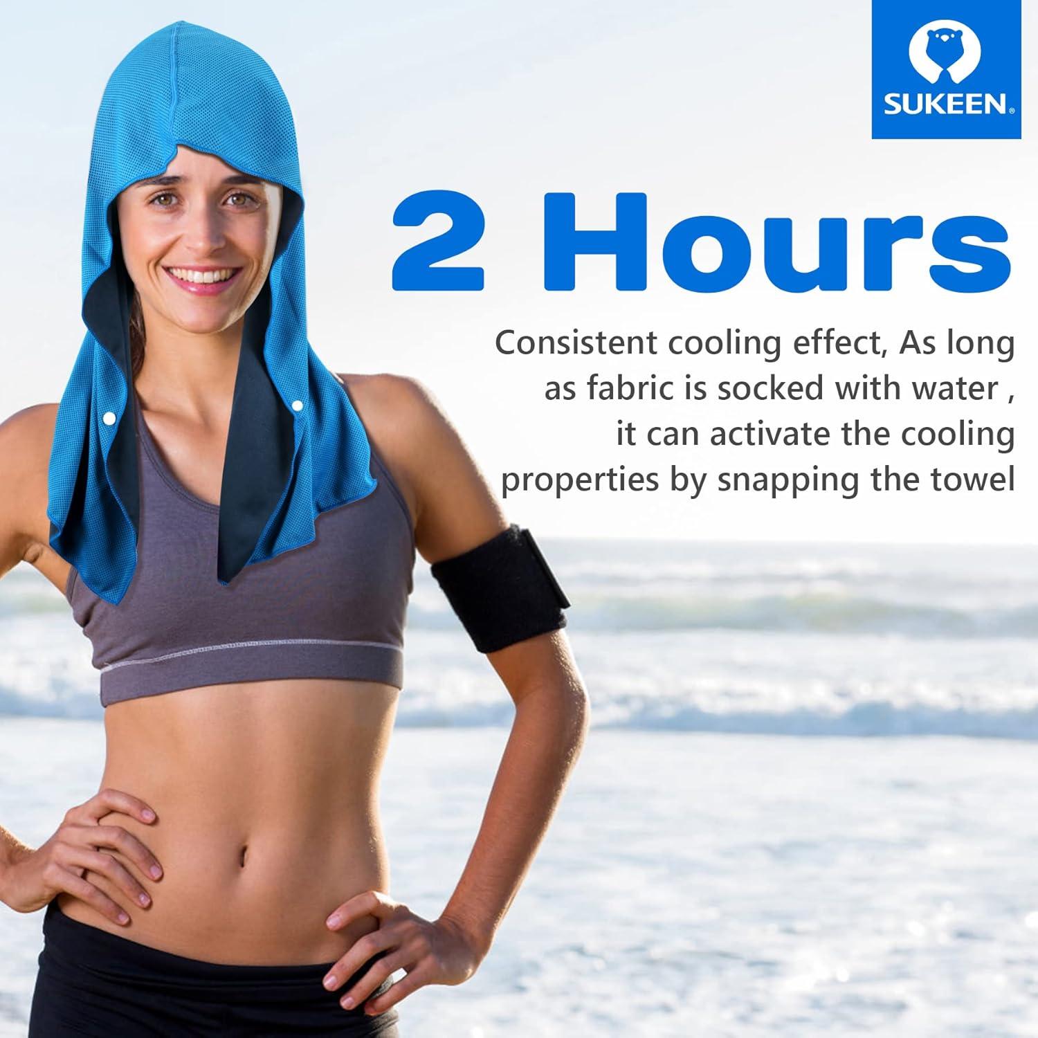 imageSukeen Cooling Hoodie Towel for Men Cooling Towels for Neck and Face Cools When Wet Cooling Neck Wraps Sport Workout Camping Cycling Cool Towel for Hot WeatherBlueGreen