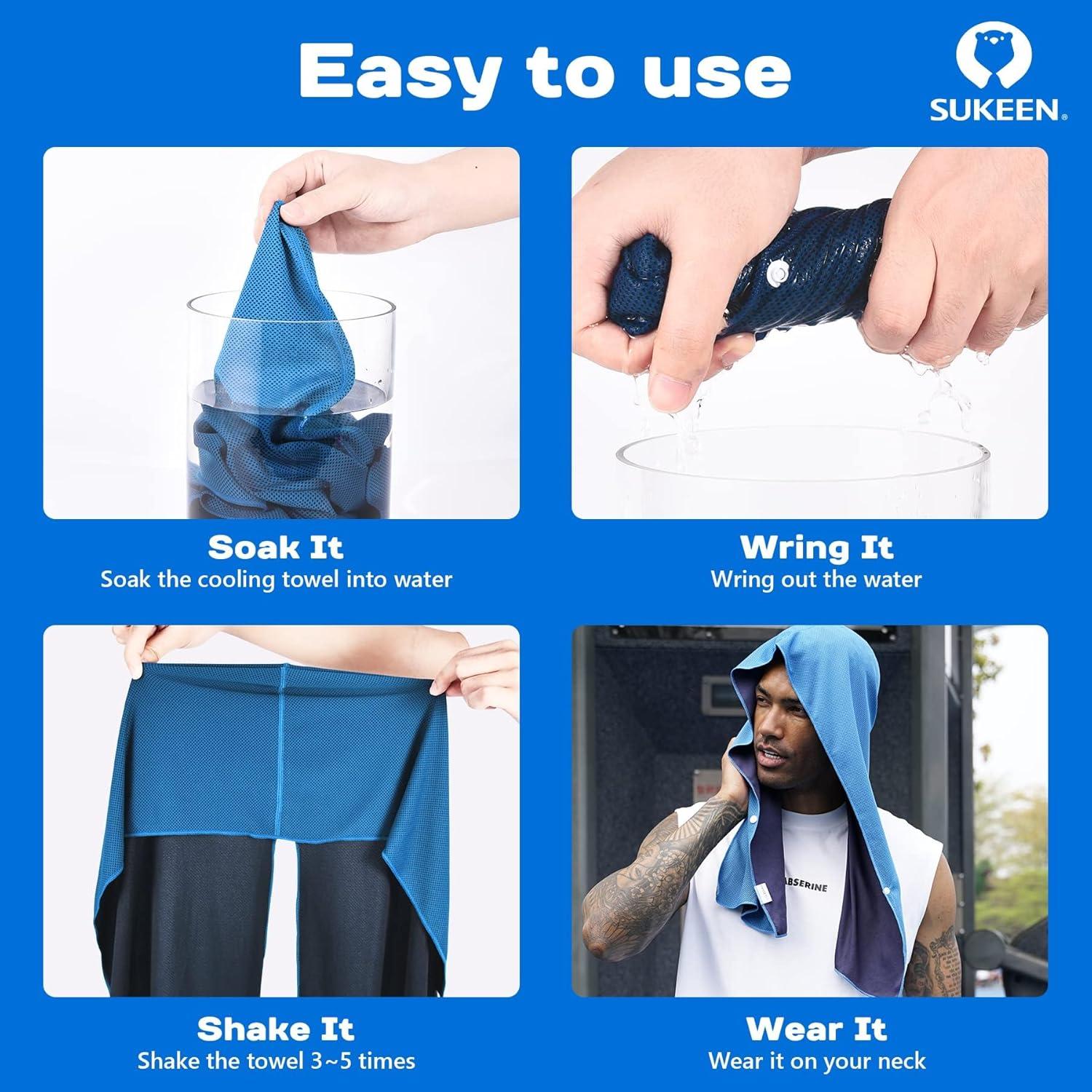 imageSukeen Cooling Hoodie Towel for Men Cooling Towels for Neck and Face Cools When Wet Cooling Neck Wraps Sport Workout Camping Cycling Cool Towel for Hot WeatherBlackBlue