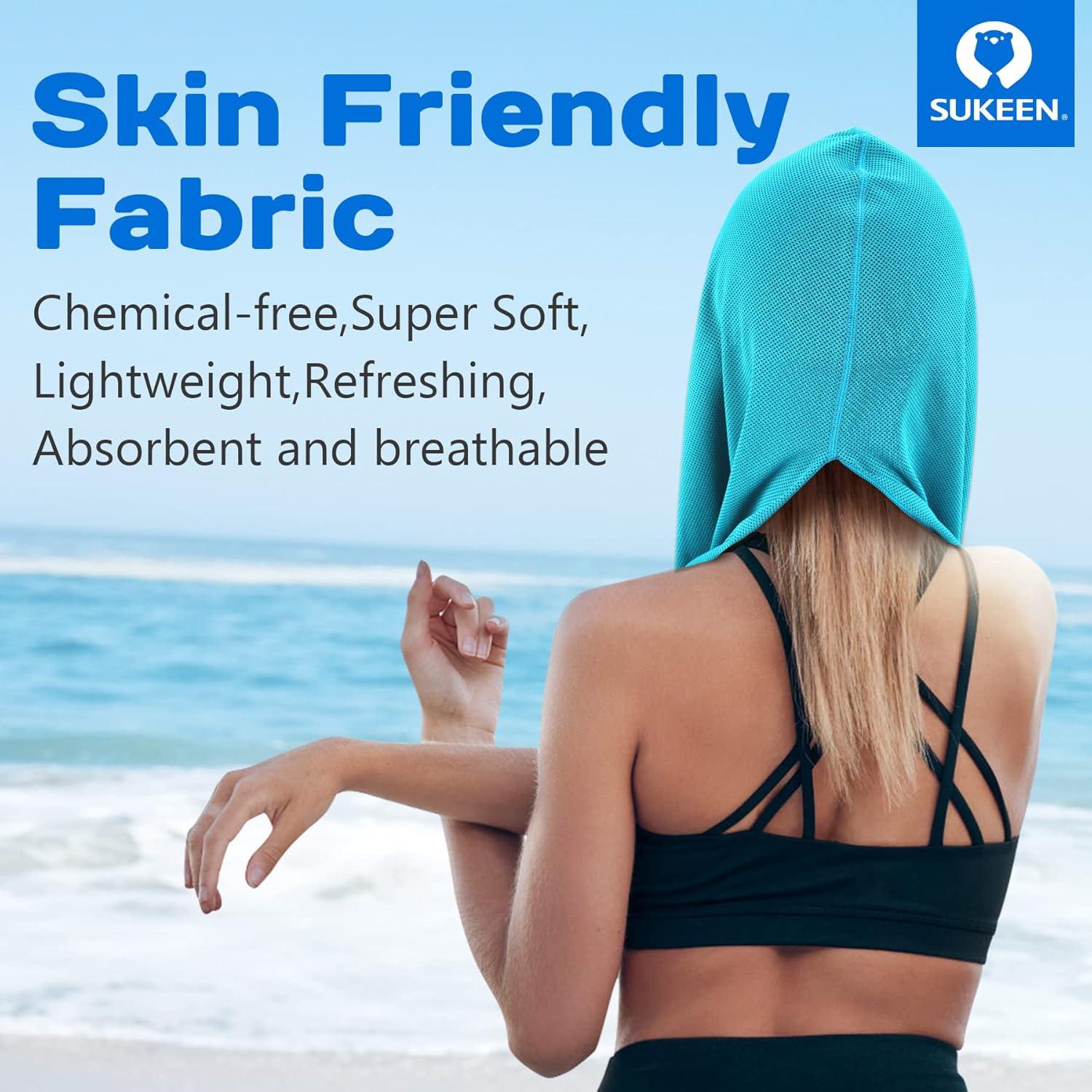 imageSukeen Cooling Hoodie Towel for Men Cooling Towels for Neck and Face Cools When Wet Cooling Neck Wraps Sport Workout Camping Cycling Cool Towel for Hot WeatherLake BlueGrey