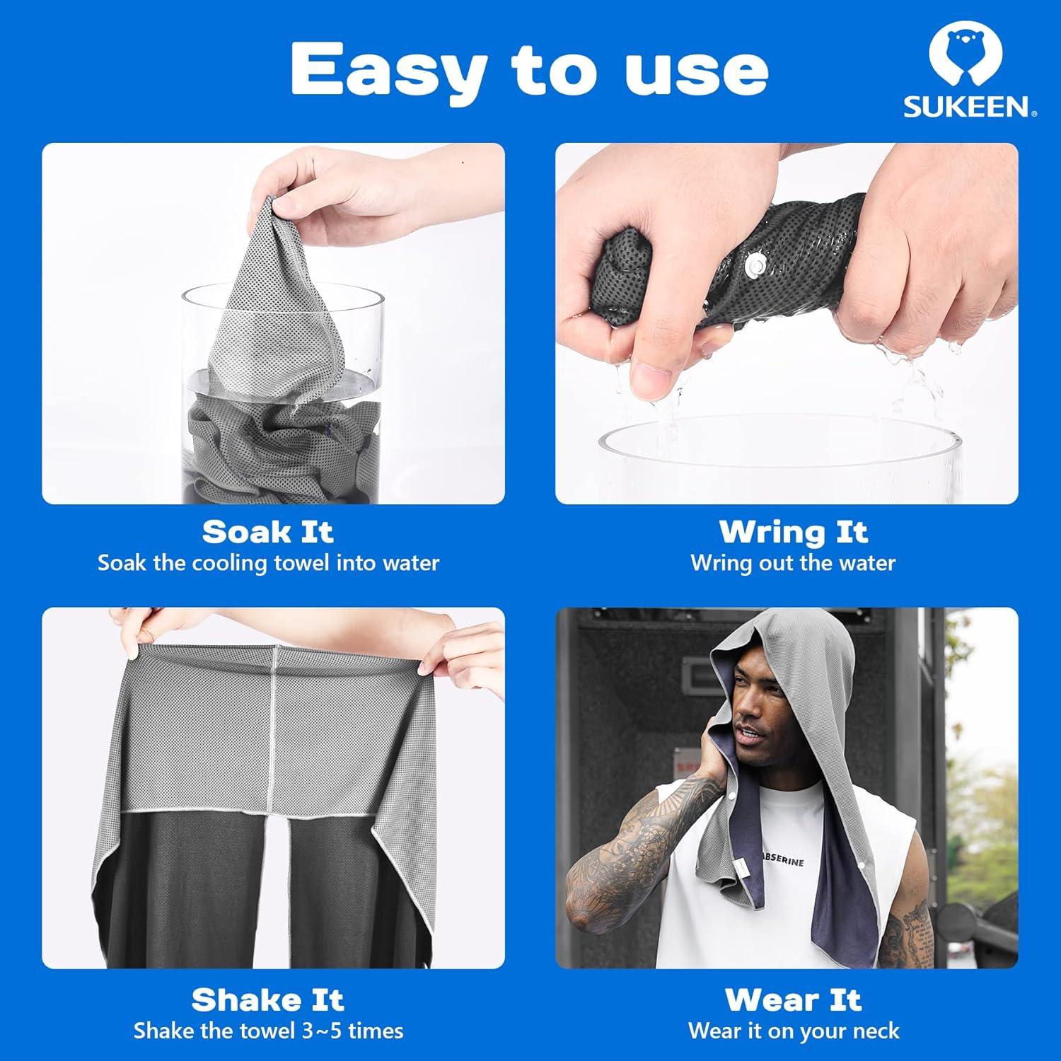 imageSukeen Cooling Hoodie Towel for Men Cooling Towels for Neck and Face Cools When Wet Cooling Neck Wraps Sport Workout Camping Cycling Cool Towel for Hot WeatherLake BlueGrey