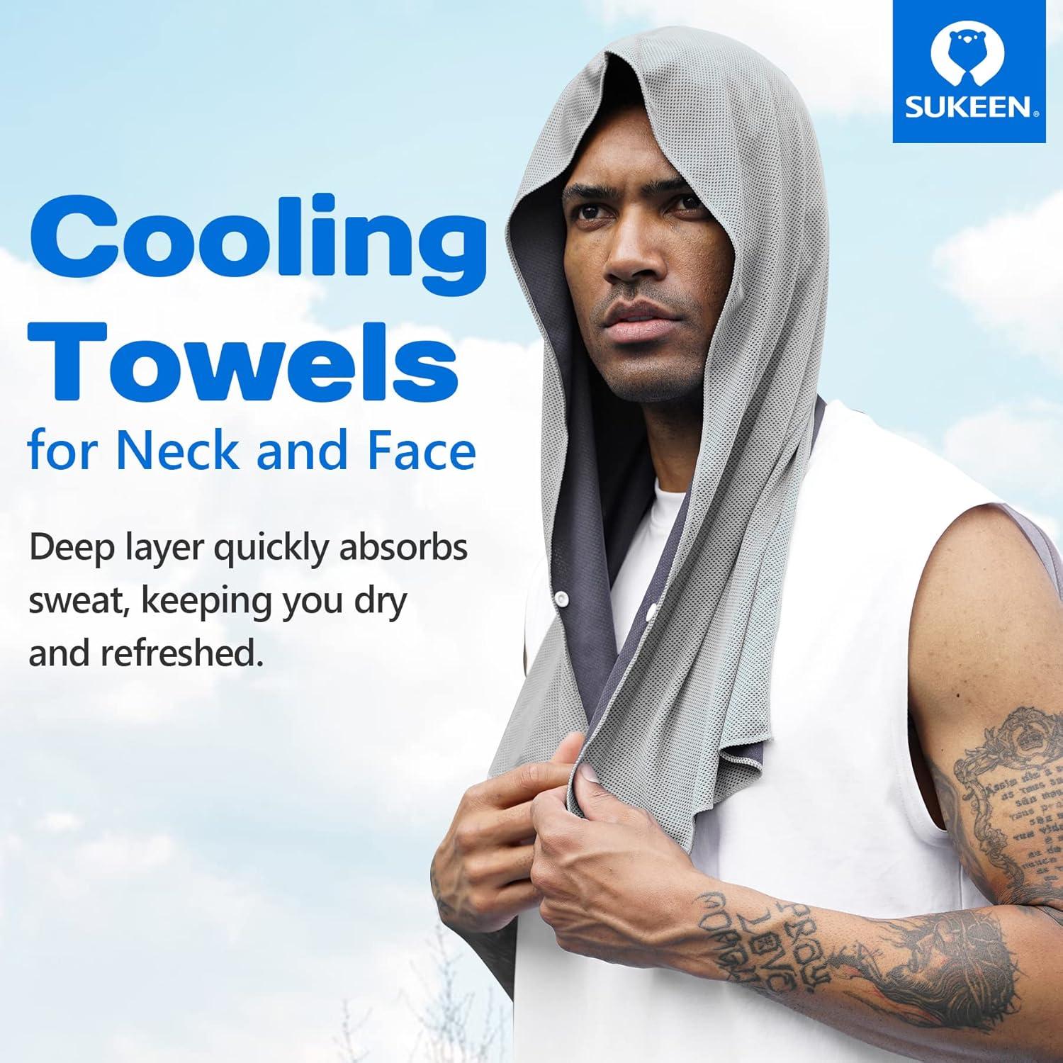 imageSukeen Cooling Hoodie Towel for Men Cooling Towels for Neck and Face Cools When Wet Cooling Neck Wraps Sport Workout Camping Cycling Cool Towel for Hot WeatherLake BlueGrey