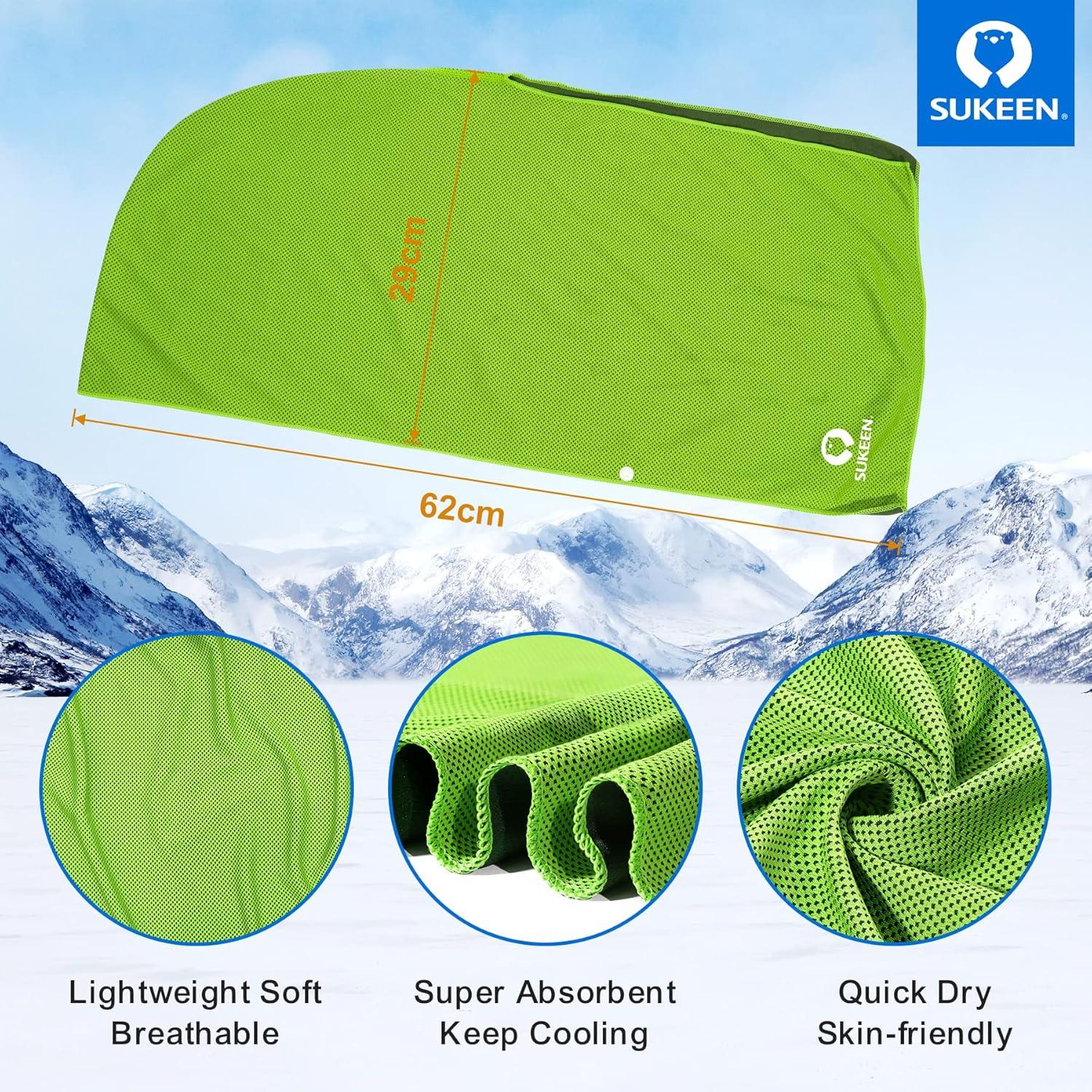 imageSukeen Cooling Hoodie Towel for Men Cooling Towels for Neck and Face Cools When Wet Cooling Neck Wraps Sport Workout Camping Cycling Cool Towel for Hot WeatherBlueGreen