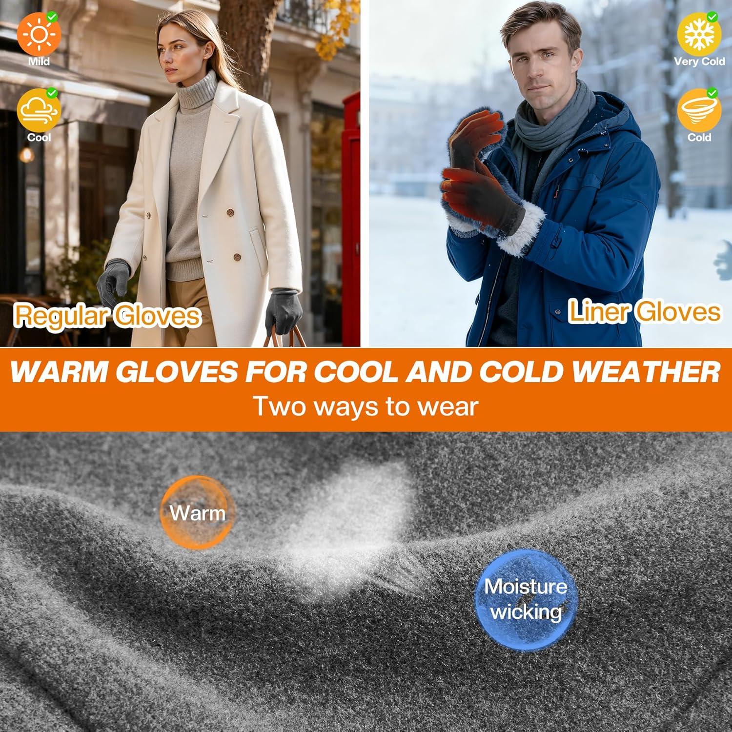 imageSukeen Lightweight Running Gloves for Men Women Touchscreen AntiSlip Sports Gloves Winter Warm Gloves for Cycling DrivingGrey