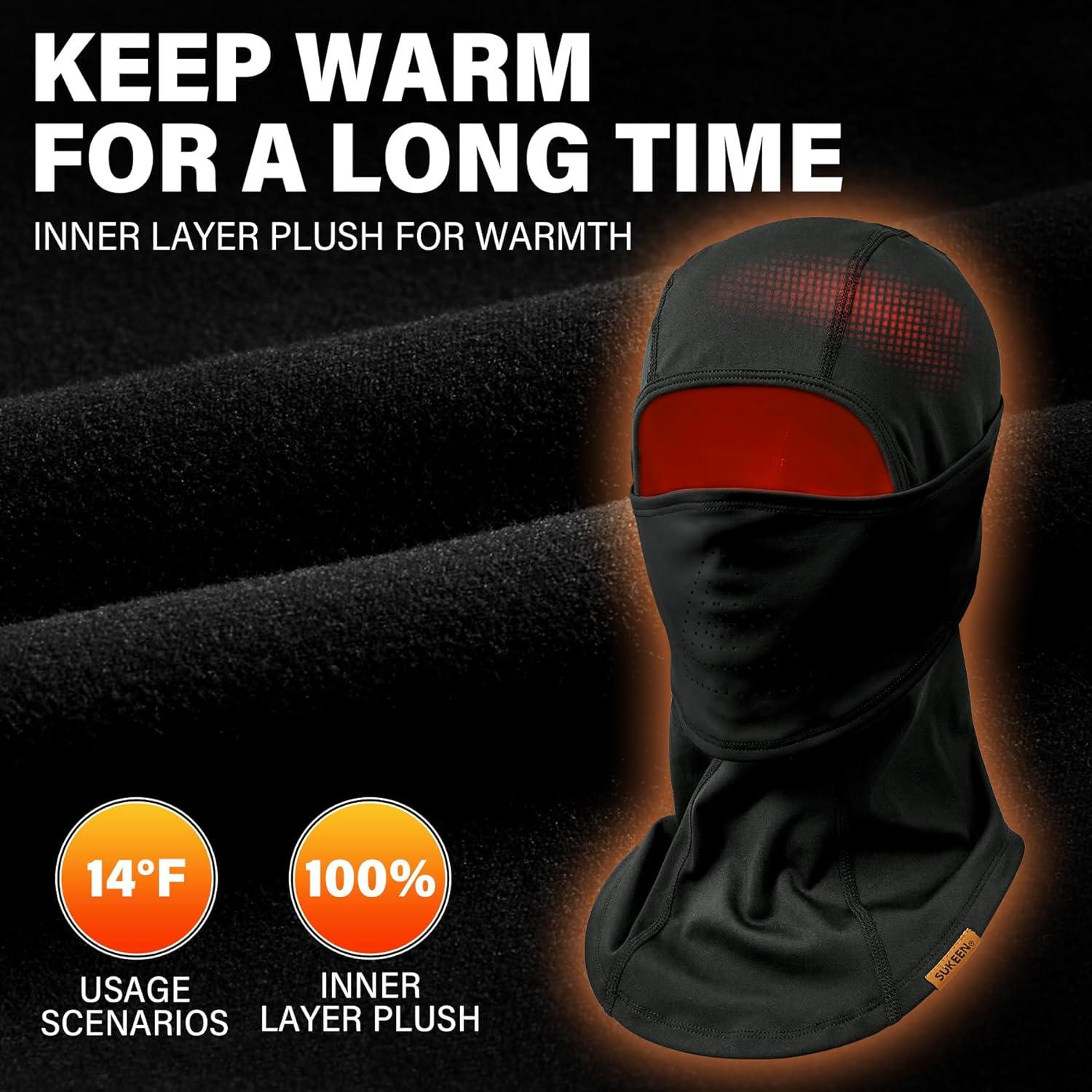 imageSukeen Winter Balaclava Breathable Face Mask Ski Mask for Men Women Warmer Bandana Face Cover Cold Neck Gaiters for OutdoorGrey