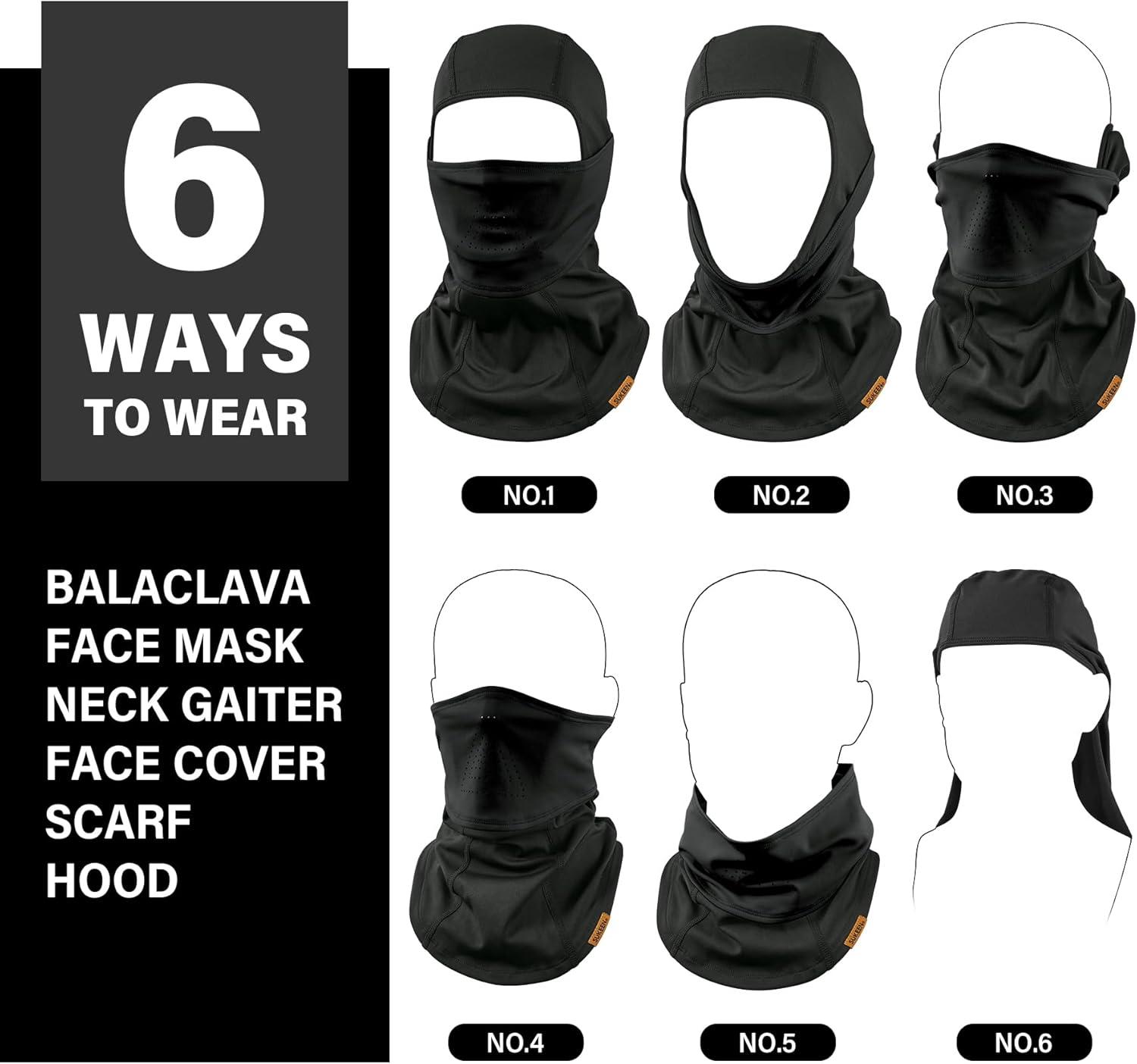 imageSukeen Winter Balaclava Breathable Face Mask Ski Mask for Men Women Warmer Bandana Face Cover Cold Neck Gaiters for OutdoorRed