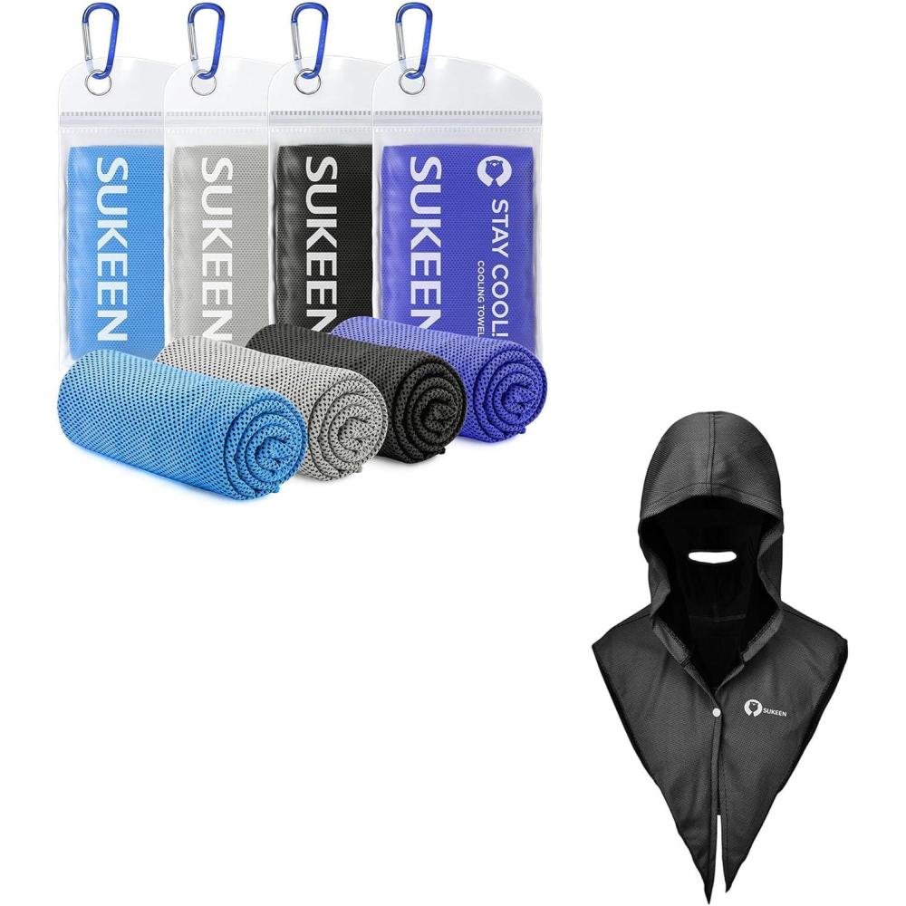 imageSukeen Cooling Towels for Neck and Face 4 Pack Cooling Towel 40quotx12quot Cooling Hoodie Towel