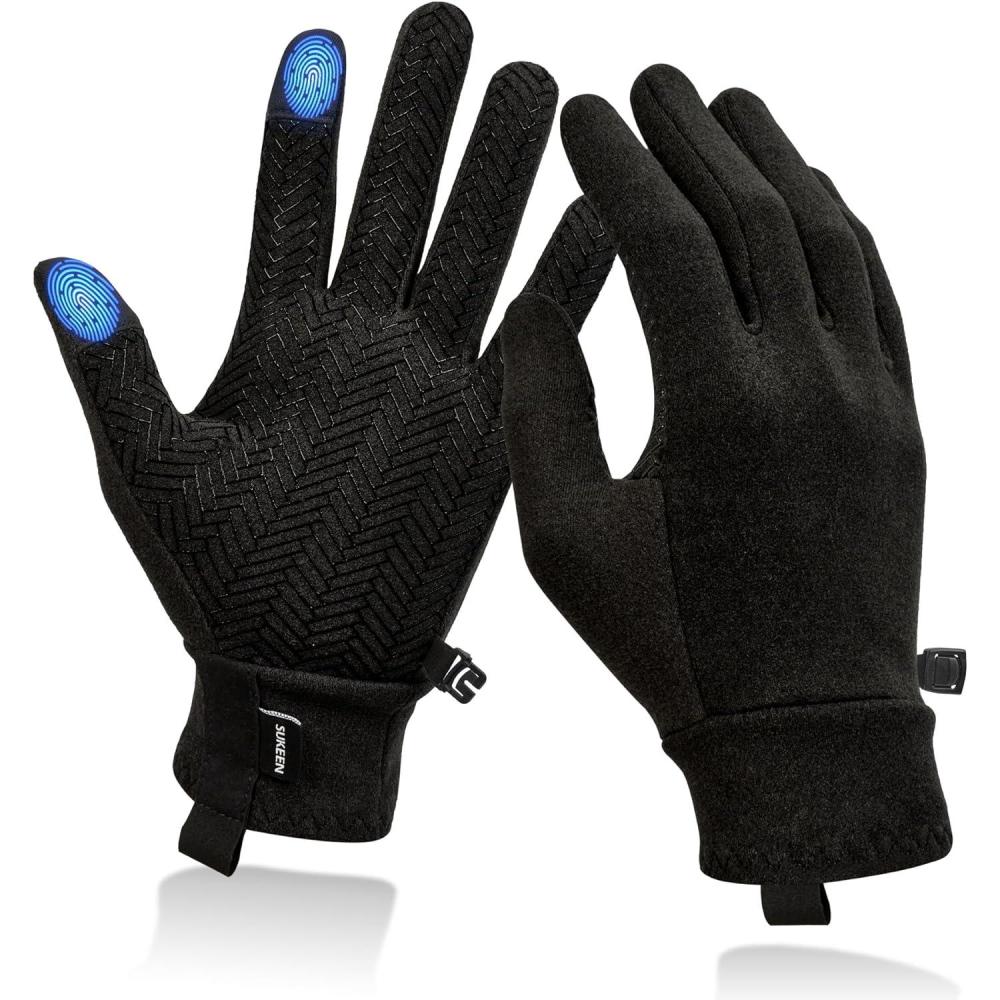 imageSukeen Lightweight Running Gloves for Men Women Touchscreen AntiSlip Sports Gloves Winter Warm Gloves for Cycling DrivingBlack