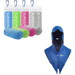 imageSukeen Cooling Hoodie Towel UV Protection Cooling Towels for Neck and Face Lightweight Absorbent Cooling Neck Wraps for Workout
