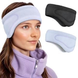 imageSukeen Running Ear Warmers for Women DoubleLayer Fleece Ear Warmer Headband Moisture Wicking NonSlip Winter Running Headband Elastic Winter Headbands for Cycling Hiking Skiing Jogging Grayz BlackPurple