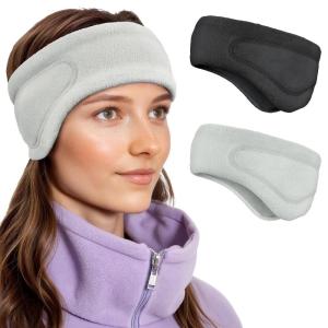 imageSukeen Running Ear Warmers for Women DoubleLayer Fleece Ear Warmer Headband Moisture Wicking NonSlip Winter Running Headband Elastic Winter Headbands for Cycling Hiking Skiing Jogging Grayz BlackGray