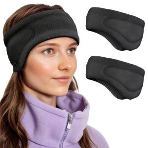 imageSukeen Running Ear Warmers for Women DoubleLayer Fleece Ear Warmer Headband Moisture Wicking NonSlip Winter Running Headband Elastic Winter Headbands for Cycling Hiking Skiing Jogging Grayz BlackBlack