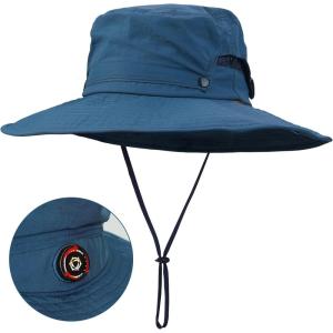 imageSukeen Sun Hat for Men Women Wide Brim Fishing Hat with Adjustable Knob UPF 50 Boonie Hat for Hiking Gardening Safari