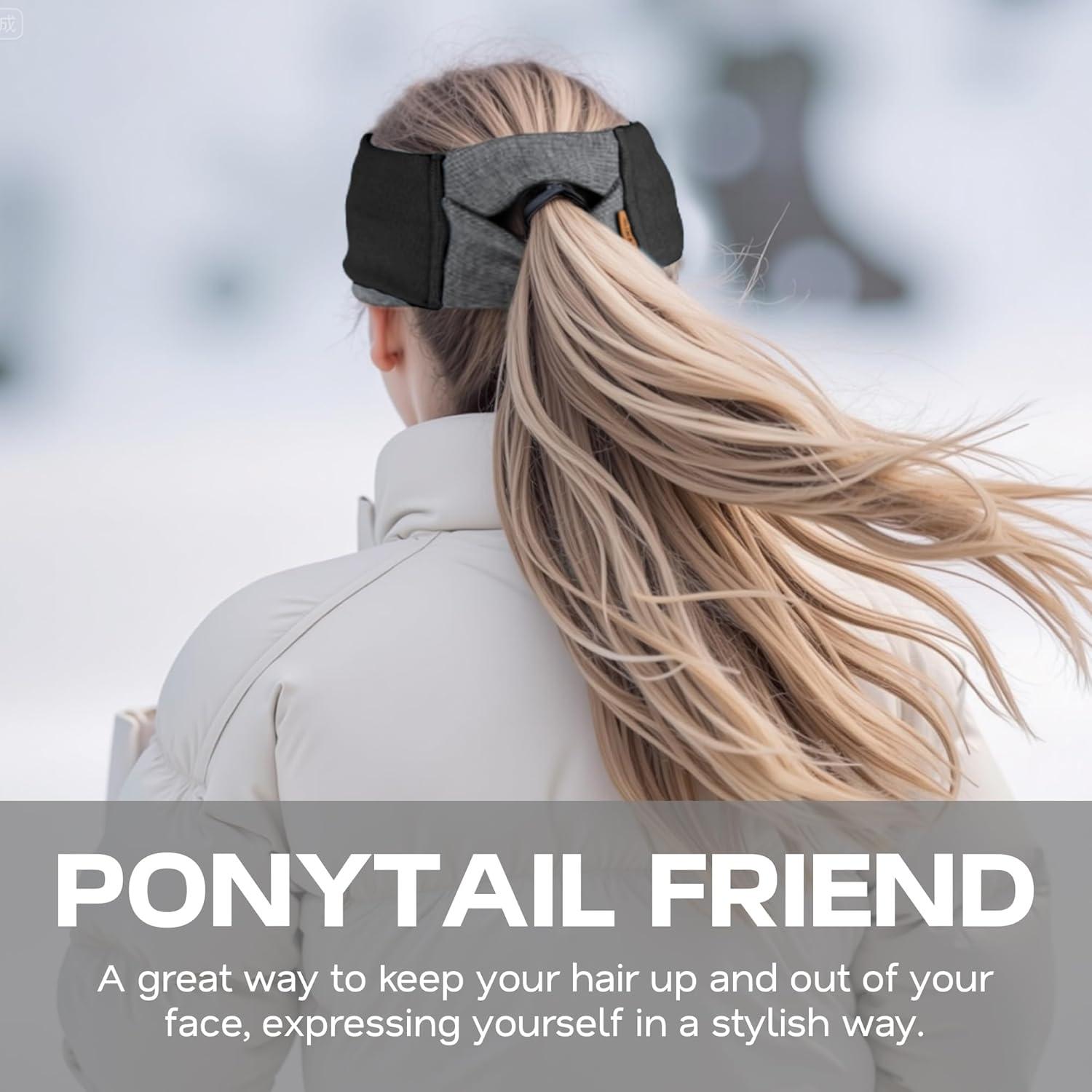 imageSukeen Ear Warmer Headband for Women DoubleLayer Warm Winter Headbands for Women Ear Muffs for Running Cycling SportsBlack Gray