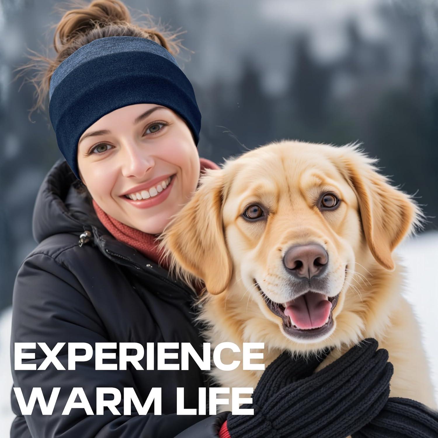 imageSukeen Ear Warmer Headband for Women DoubleLayer Warm Winter Headbands for Women Ear Muffs for Running Cycling SportsBlue Navy Blue