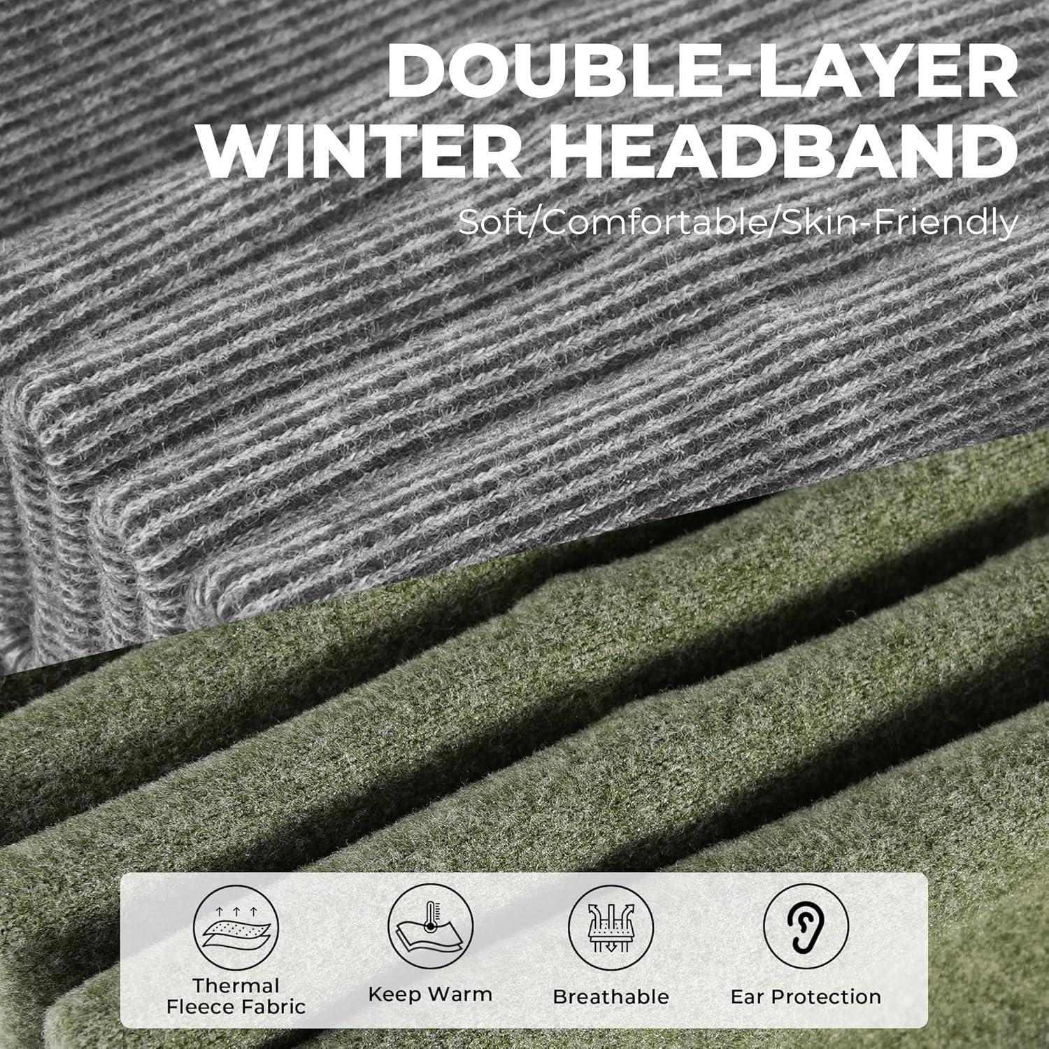 imageSukeen Ear Warmer Headband for Women DoubleLayer Warm Winter Headbands for Women Ear Muffs for Running Cycling SportsBrown Green