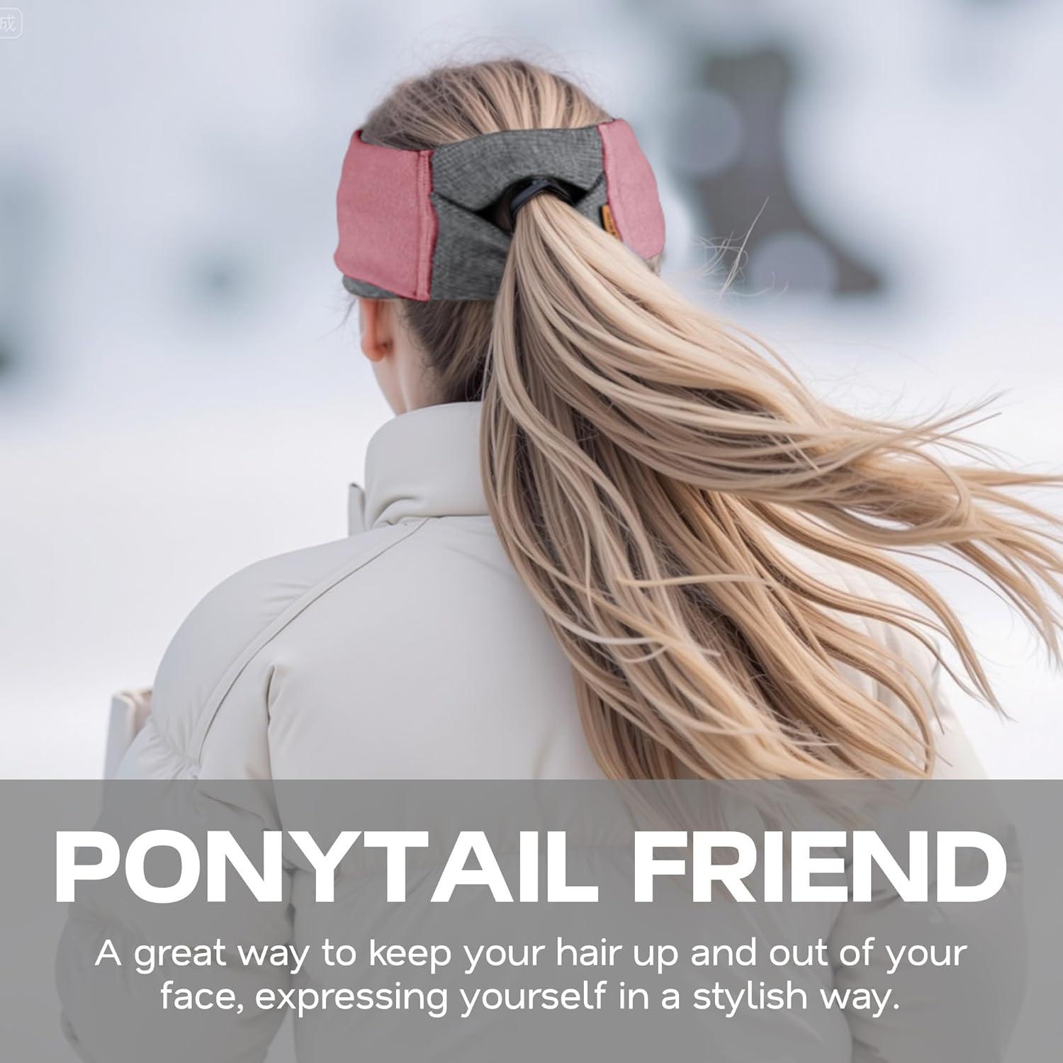 imageSukeen Ear Warmer Headband for Women DoubleLayer Warm Winter Headbands for Women Ear Muffs for Running Cycling SportsBrown Rose Red