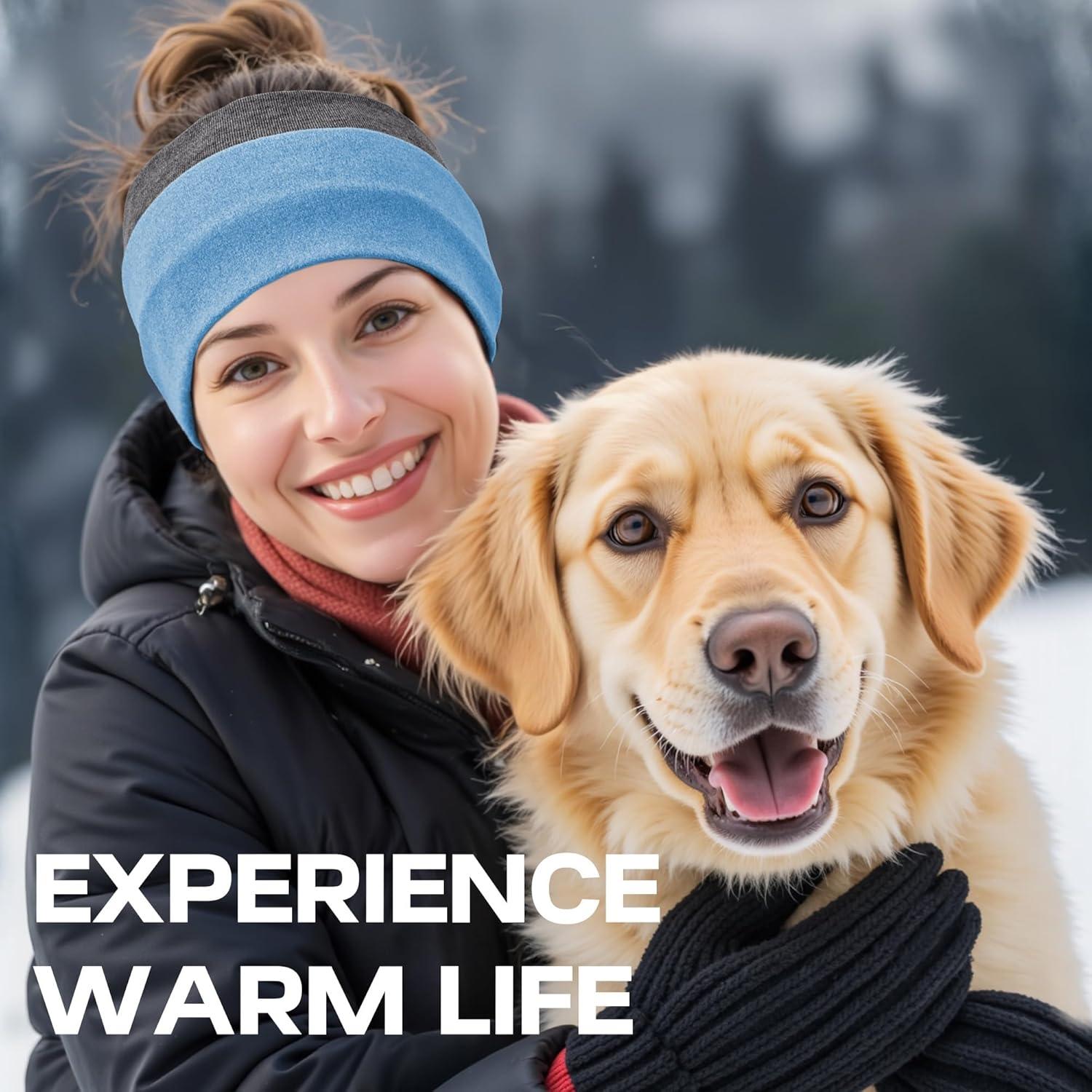 imageSukeen Ear Warmer Headband for Women DoubleLayer Warm Winter Headbands for Women Ear Muffs for Running Cycling SportsGray Baby Blue