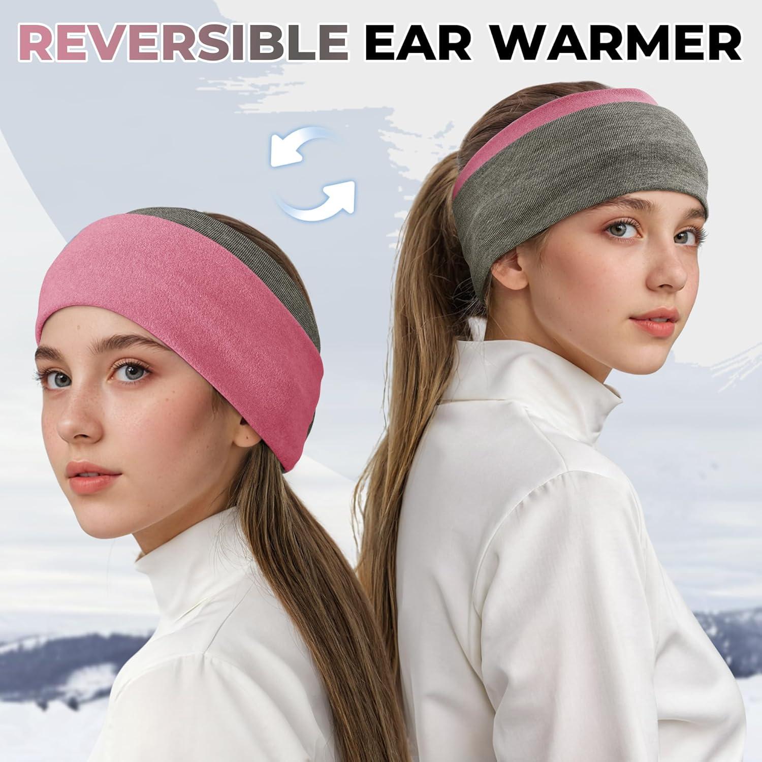 imageSukeen Ear Warmer Headband for Women DoubleLayer Warm Winter Headbands for Women Ear Muffs for Running Cycling Sportsz Rose Red Baby Blue