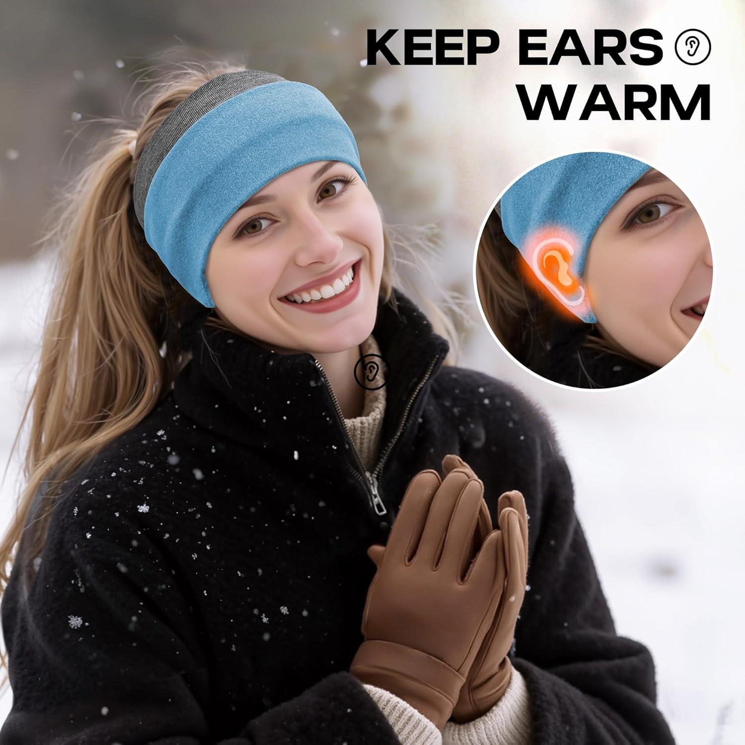 imageSukeen Ear Warmer Headband for Women DoubleLayer Warm Winter Headbands for Women Ear Muffs for Running Cycling Sportsz Rose Red Baby Blue