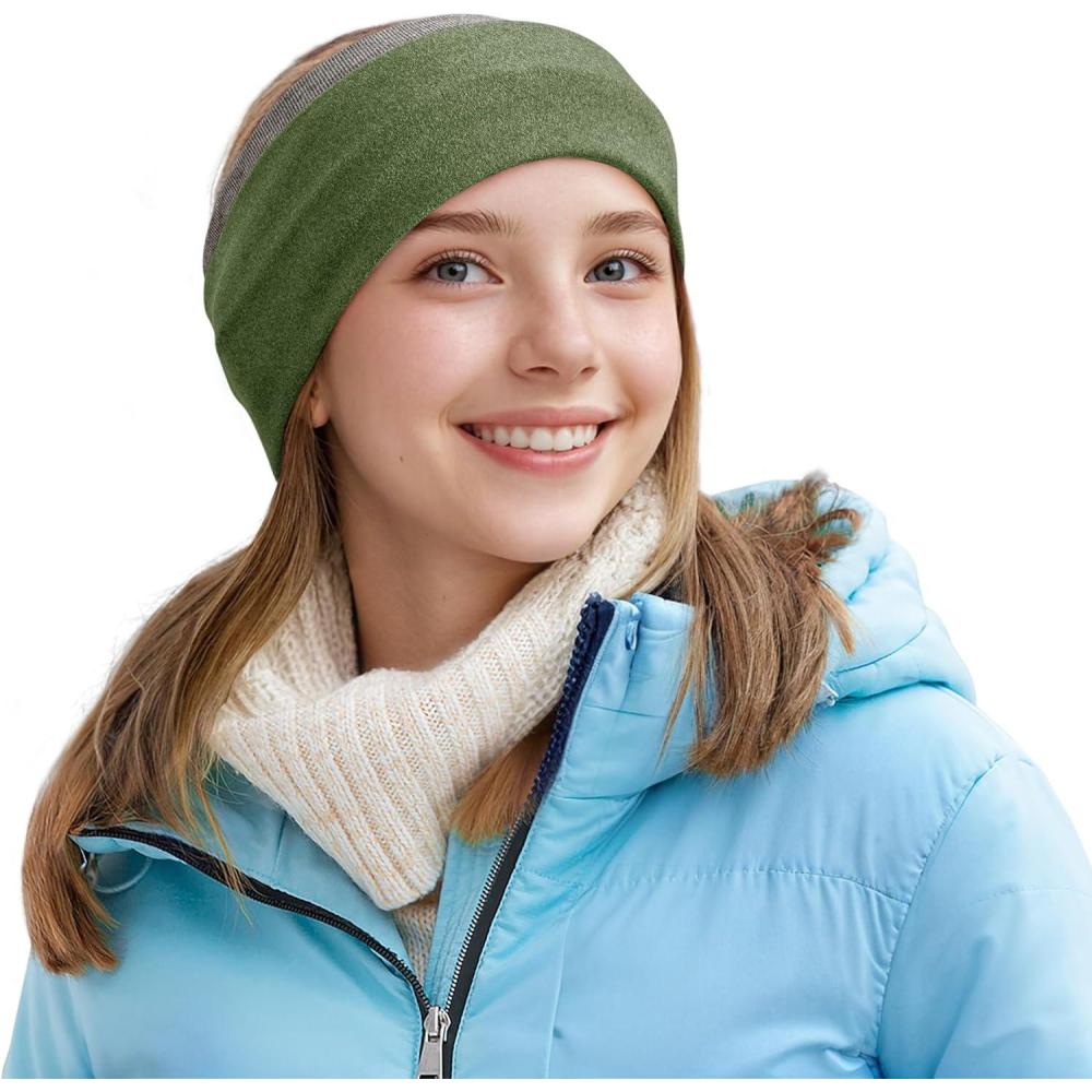 imageSukeen Ear Warmer Headband for Women DoubleLayer Warm Winter Headbands for Women Ear Muffs for Running Cycling SportsBrown Green