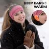 imageSukeen Ear Warmer Headband for Women DoubleLayer Warm Winter Headbands for Women Ear Muffs for Running Cycling SportsBrown Rose Red