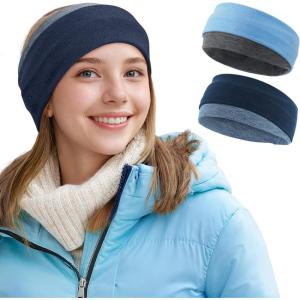 imageSukeen Ear Warmer Headband for Women DoubleLayer Warm Winter Headbands for Women Ear Muffs for Running Cycling Sportsz Blue Baby Blue  2 pack