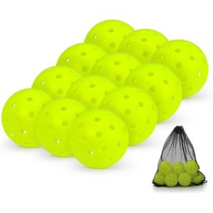 image:imageSukeen Pickleball Balls Outdoor Crack Resistant Pickleballs OnePiece Seamless 40 Holes Pickleball High Visibility Neon Pickleballs Pickle Balls 12 Pack