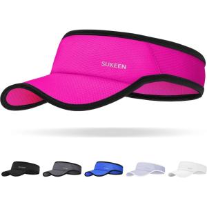 image:imageSukeen Sports Sun Visor for Men Women Lightweight Packable Cooling Visor Hat Stretchy Empty Top CapRose Red