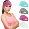 image:imageSukeen Cooling Wide Headbands Women Instant Cooling NonSlip Sweat Band Headbands Moisture Wicking Head Bands 4 Pack Macaron BlueWhiteDrak GrayRose Red