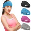 image:imageSukeen Cooling Wide Headbands Women Instant Cooling NonSlip Sweat Bands Moisture Wicking Head Bands 4 Pack BlackBlueRose RedDrak Gray