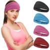 image:imageSukeen Cooling Wide Headbands Women Instant Cooling NonSlip Sweat Bands Moisture Wicking Head Bands 4 Pack BlackBlueRose RedRed
