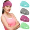 image:imageSukeen Cooling Wide Headbands Women Instant Cooling NonSlip Sweat Bands Moisture Wicking Head Bands 4 Pack Rose RedDark GrayMacaron BlueMacaron Green