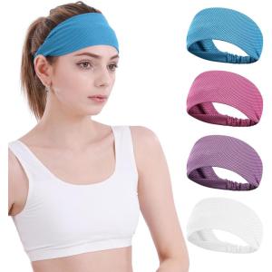 image:imageSukeen Cooling Headbands Sports Headbands Sweat Headbands for Men Women Workout Head Bands for Running Yoga Gym Tennis Camping 4 Pack BlueRose RedPurpleWhite