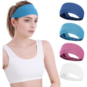 image:imageSukeen Cooling Headbands Sports Headbands Sweat Headbands for Men Women Workout Head Bands for Running Yoga Gym Tennis Camping 4 Pack BlueRose RedRoyal BlueWhite