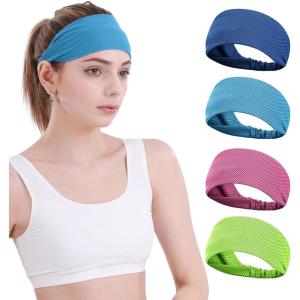 image:imageSukeen Cooling Headbands Sports Headbands Sweat Headbands for Men Women Workout Head Bands for Running Yoga Gym Tennis Camping 4 Pack Royal BlueBlueGreenRose Red