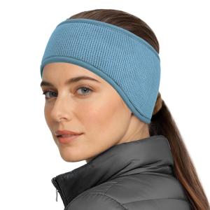 image:imageSukeen Ear Warmers for Women Soft Warm DoubleLayer Winter Headbands for Women Ponytail NonSlip Ear Warmer Headband for Cold Weather Running Cycling Hiking Skiing BlackBlue