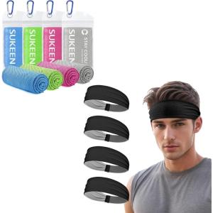 image:imageSukeen Sports Headbands for Men 4 Pack amp Cooling Towels