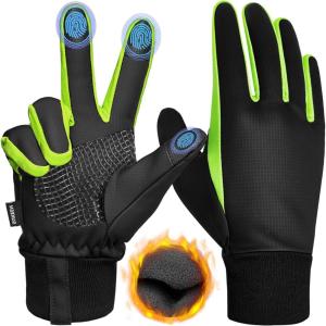 image:imageSukeen Winter Warm Gloves for Men WomenWindproof Running Gloves Touch Screen Cycling Gloves for Cold Weather Outdoor Fluorescent Green Medium