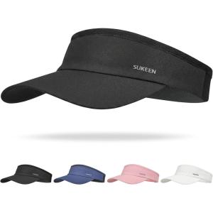 image:imageSukeen Sun Visor for Women Men Lightweight Running Hat with Shock Absorbing Quick Dry Sweatband Stretchy Visor Hat for SportsBlack